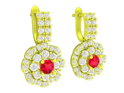 5868 luxury korean style flower diamond women earrings 3D print model