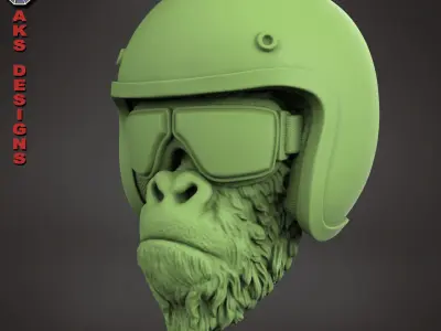 biker gorilla 2 Bas relief for CNC 3D print model
