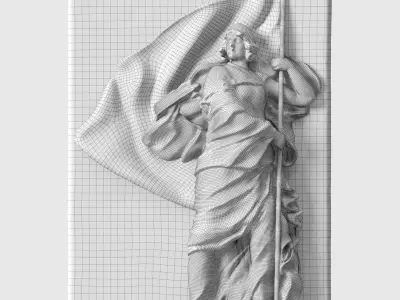 Patriot statue of woman holding flag 3D print model