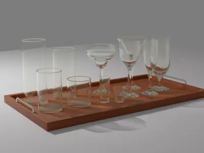 Glass Drinking Cup Set 3D model