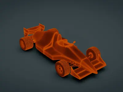 Retro Formula Car Low-poly 3D model