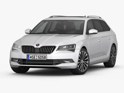 Skoda Superb Kombi 2016 detailed interior 3D model