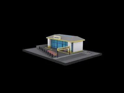 Supermarket low poly pack Low-poly 3D model