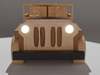A Toy car SUV made of wood Low-poly 3D model
