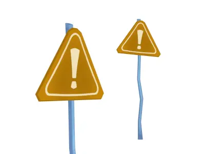 Warning Sign - Hand Painted Free 3D model