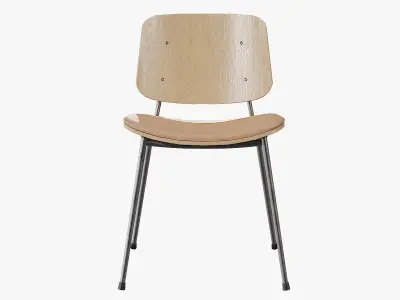 Soborg Metal Base-Model 3061-oak lacquered and chrome Low-poly 3D model