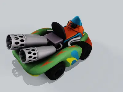 Green kart Low-poly 3D model