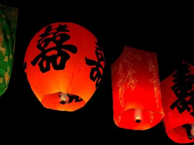  Chinese red sky lantern  3D model