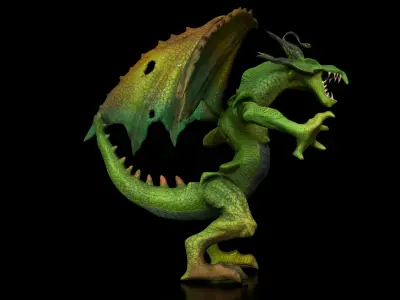 Evil green dragon Low-poly 3D model