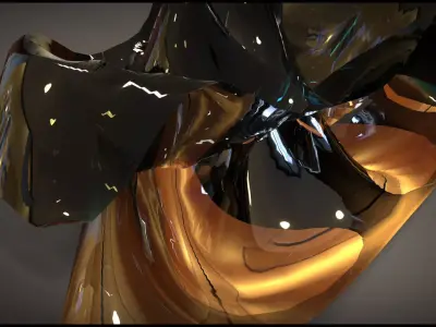 Shining gold piece of art 3D model