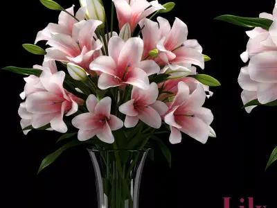 LILY 2 lilies in vase 3D model