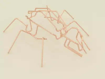 Copper pipes spider decoration  Free 3D model