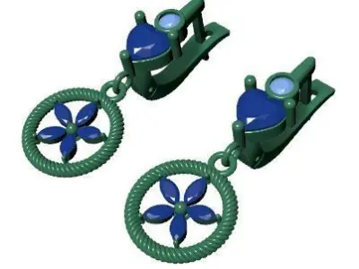 Earring Diamond 3D model Texture 3D print model