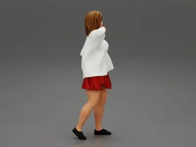 Young Beautiful Woman Wearing Casual Long T shirt Standing 3D print model