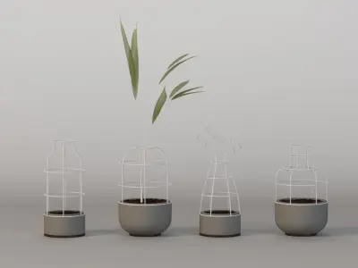 V4 Planter Vases Group for Table Top Decoration 3D model