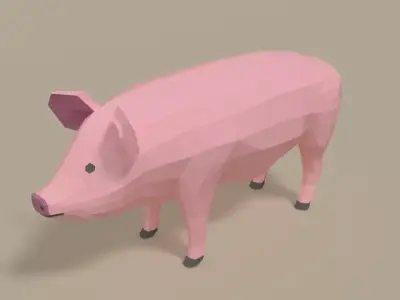 Low Poly Cartoon Pig Low-poly 3D model