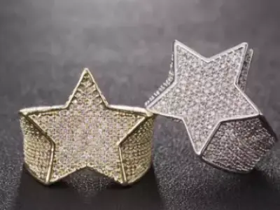 Star Ring FULL Round Diamonds  Luxury Jewelry Gold Platinum 3D print model