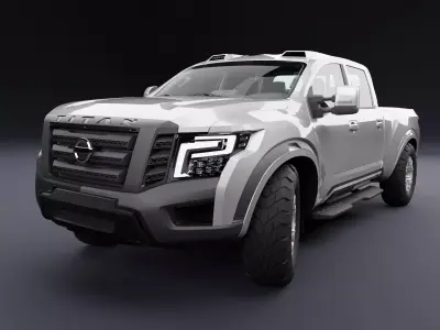 Nissan 4x4 Car Metallic Grey Light Low-poly 3D model