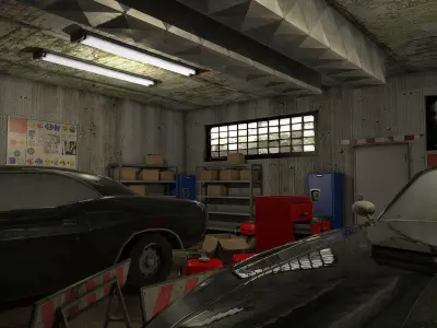 Garage cabinet with drawers on wheels Low-poly 3D model