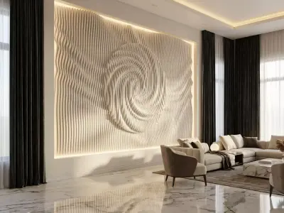 Parametric Wavy Wooden Wall Decor 13- wood cutting machines 3D model