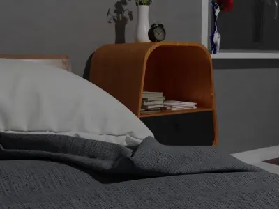 bedside table contemporary 3D model