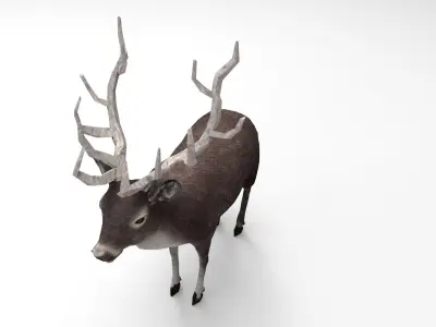 3D deer rigged animated black Low-poly 3D model