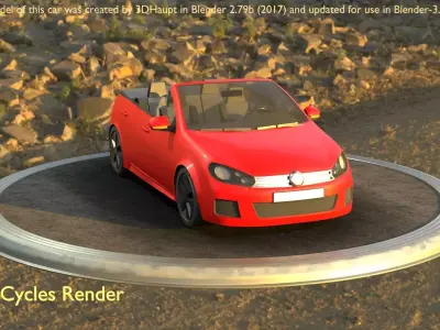 City Car 27 Compact Class Convertible Open Type-C Red Low-poly 3D model