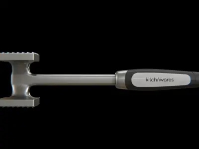 Meat Hammer Kitchnwares with black rubber handle Low-poly 3D model