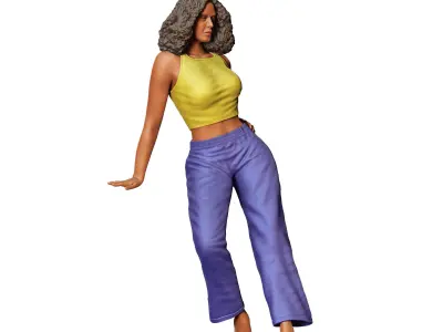 N3 a woman leaning on a car 3D print model