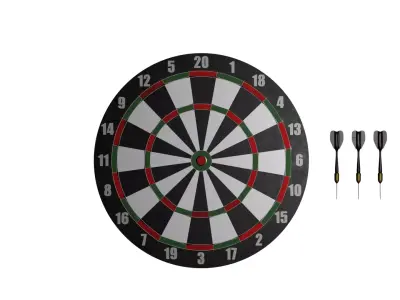 Darts dart board and 3D model