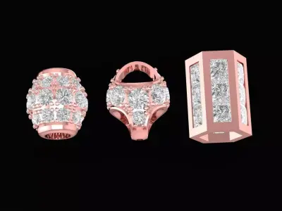 Luxury Diamond Charm Beads Set for Bracelet Jewelry 1374 3D print model