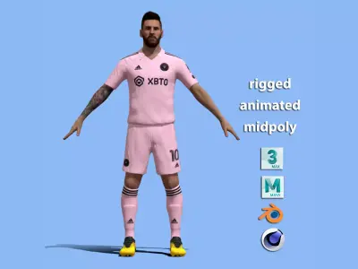 T-Pose Rigged Lionel Messi Miami 3D model