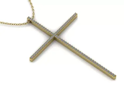 Cross pendant gold 3D print model