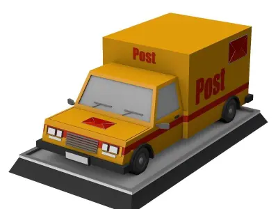 Postal Truck Low Poly  Low-poly 3D model