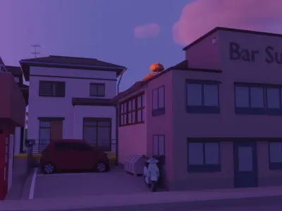 Low poly japanese town Low-poly 3D model