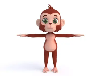 Cartoon Monkey 02 Low-poly 3D model