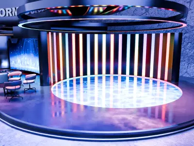 Futuristic Car Expo Booth  High-Quality 3D Vehicle Showcase 3D model