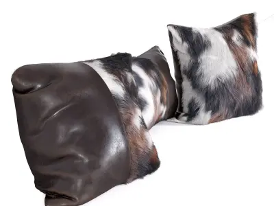 Leather Pillows with Cow Fur 3D model