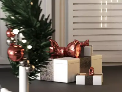 New Years decoration of the building entrance 3D model