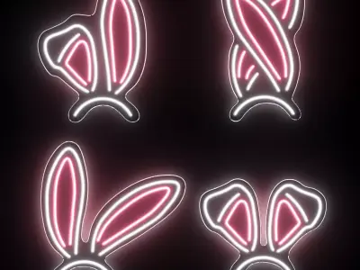 Rabbit Neon Signs 3D model
