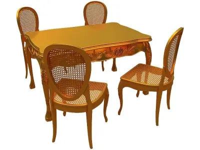 classical Dining set Low-poly 3D model