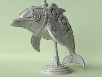 Steamfin Steampunk Dolphin Sculpture 3D print model
