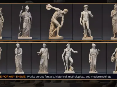 Famous Greek Statues Pack Low-poly 3D model