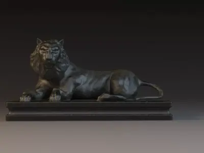 Bronze Lions bronze statues beasts big lions 3D model