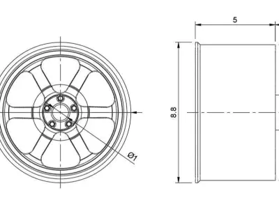COSMIS MACHINE XT006R 1811 RIMS FOR DIECAST 64 SCALE 3D print model