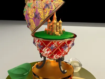 Chinese Gold Ingot with Russia Faberge egg    3D model