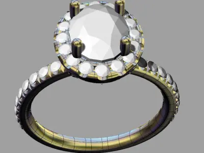 oval stone luxury ring 3D print model