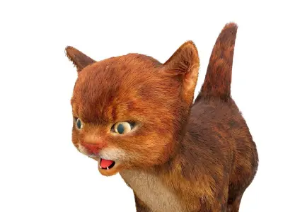 Fur Cute Red Cat Kitten Animated Low-poly 3D model