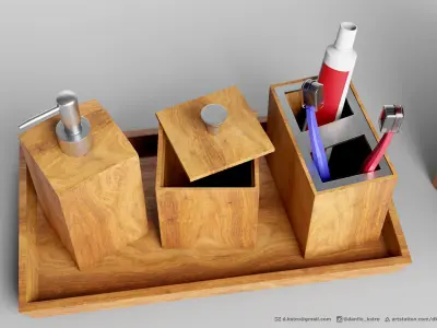 Bathroom Accessory Set kit 3D model