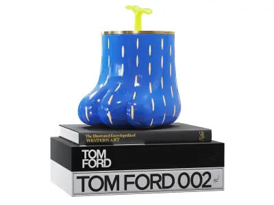 Paw Jar and books decorative set 3D model